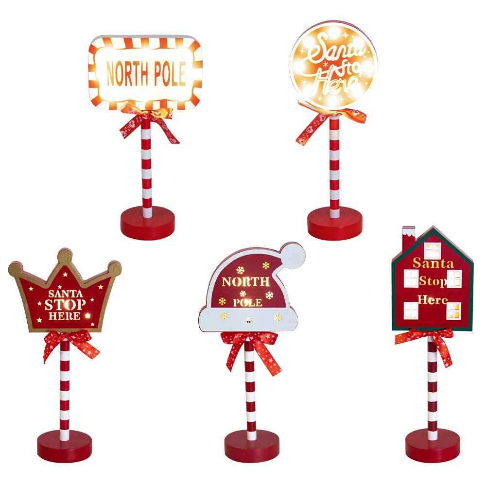 Christmas Retro LED Lamp North Pole Sign