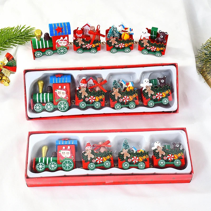 4-Knots Christmas Train Wooden Decor with Santa