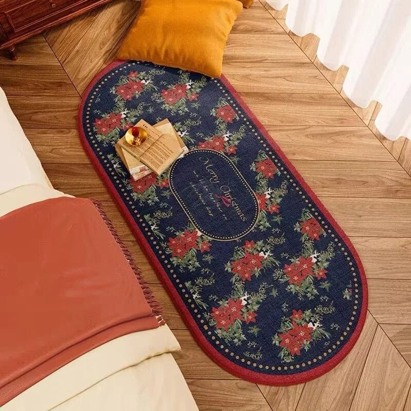 Vikama Crystal Velvet Christmas Rug – Non-Slip Holiday Floor Mat