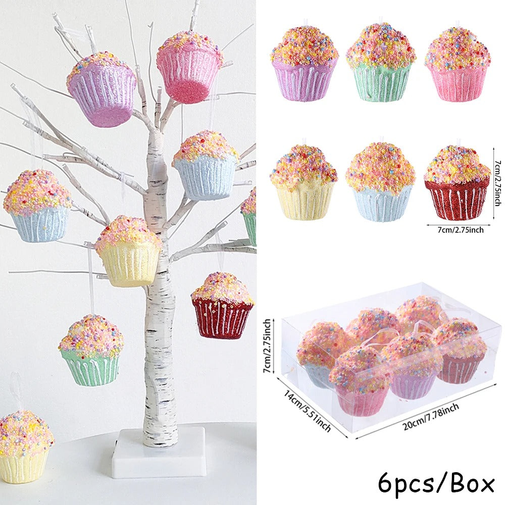 5/6 Pieces Christmas Ice Cream Donut Cake Pendant Ornaments