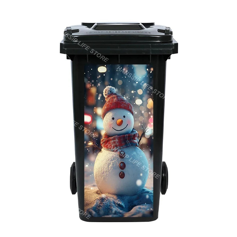 Christmas Waterproof Trash Bin Decals