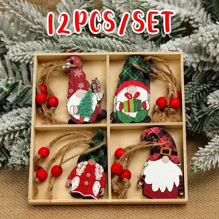 Christmas Gnomes Wooden Pendants – Festive Tree Decorations & Holiday Gifts