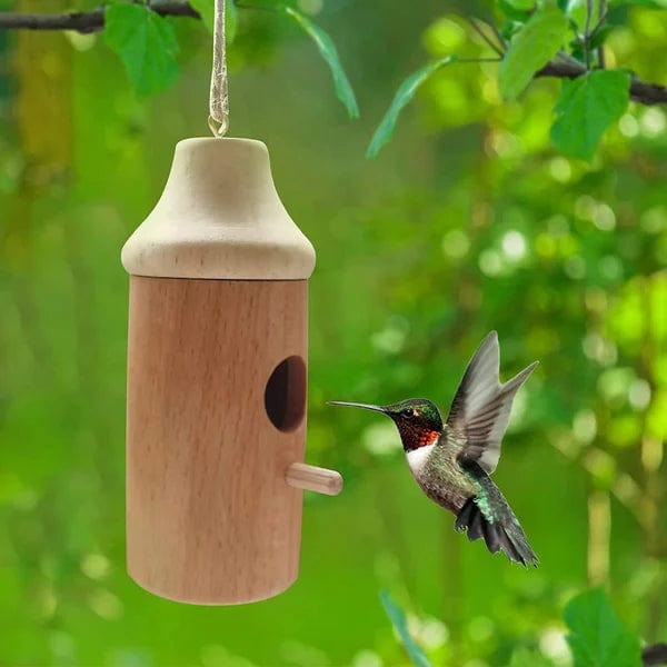 Handcrafted Wooden Hummingbird House – Charming Outdoor Decor