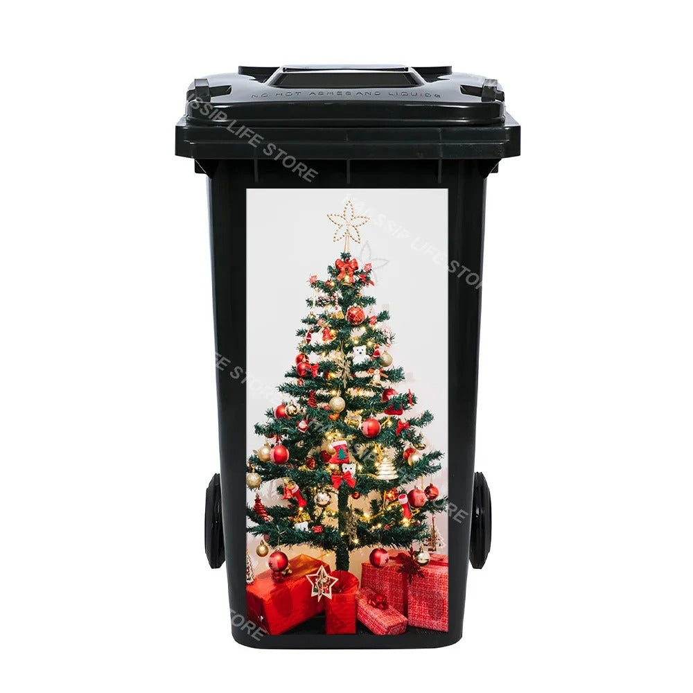 Christmas Waterproof Trash Bin Decals