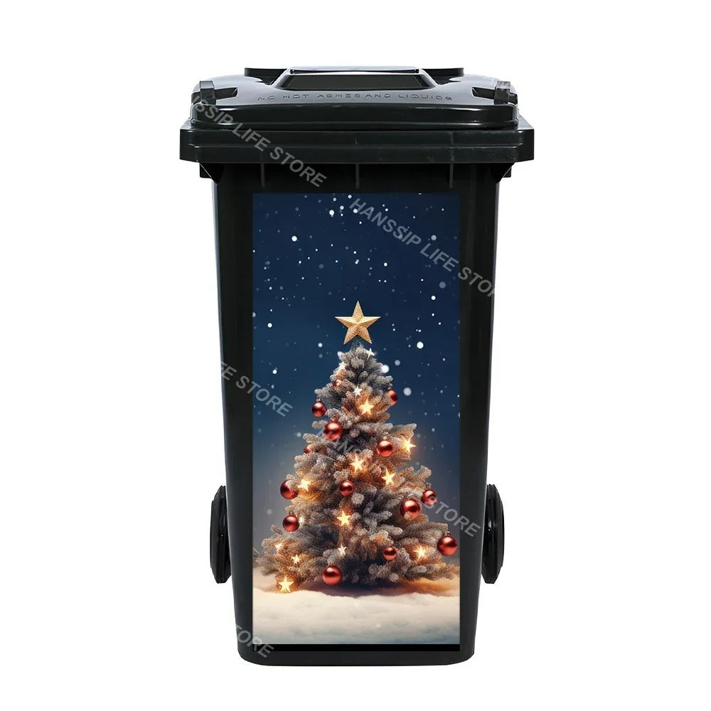 Christmas Waterproof Trash Bin Decals