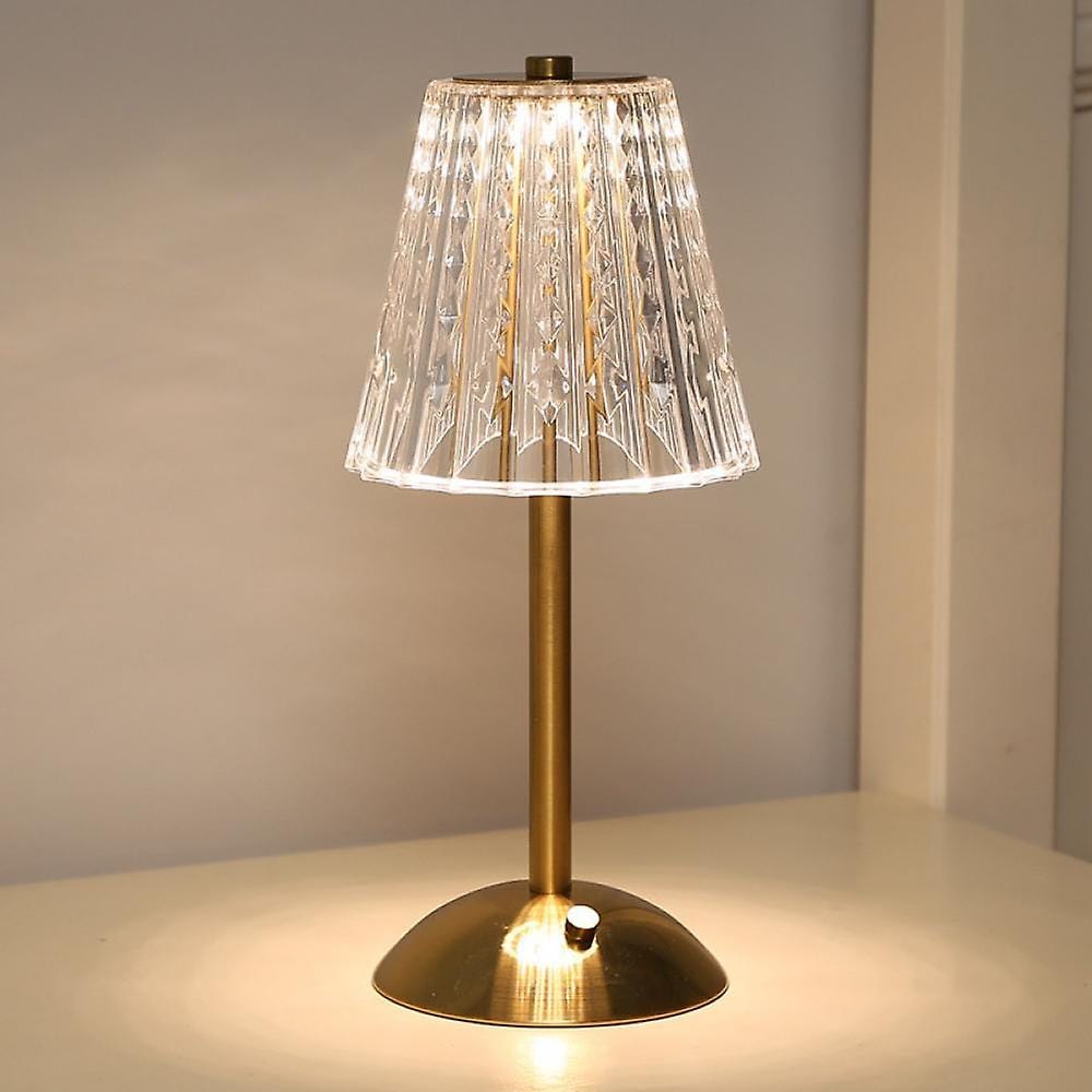 Golden Crystal Lamp – Wireless, Touch-Activated LED with Dimming