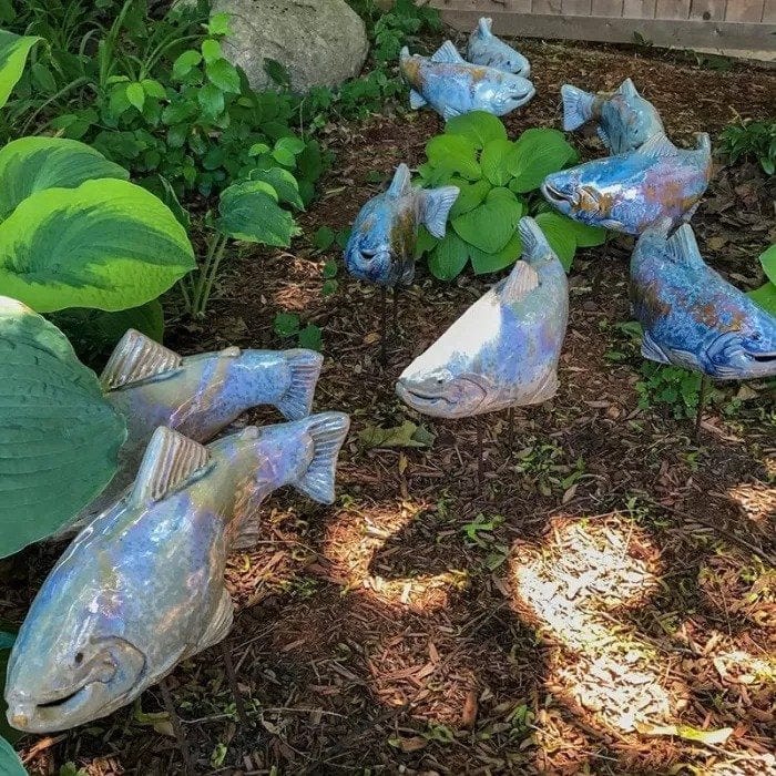 Flowing Garden Fish Sculpture - Unique Outdoor Decoration