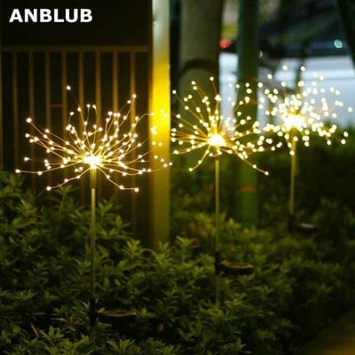 Solar-Powered Firework LED Garden Lights - 90 LEDs, Weatherproof, 2 Modes