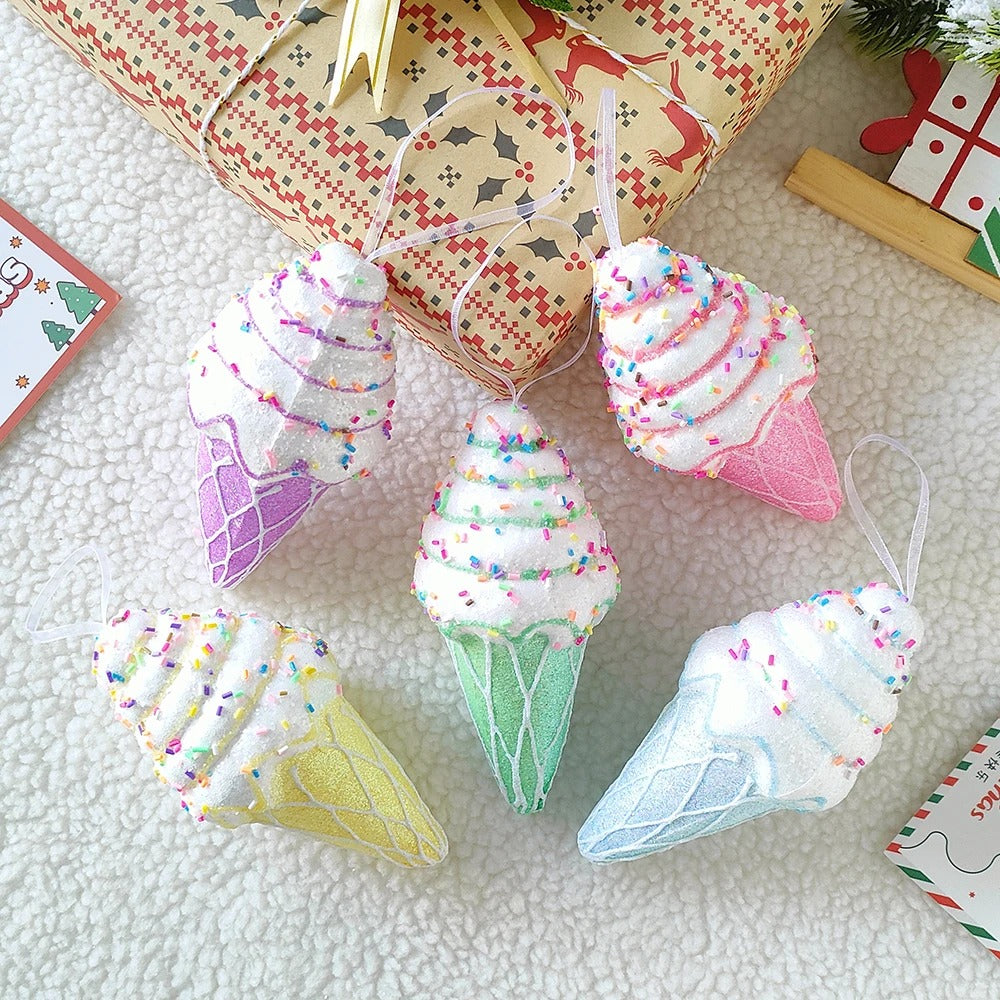 5/6 Pieces Christmas Ice Cream Donut Cake Pendant Ornaments