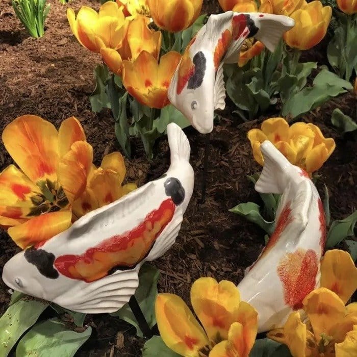 Flowing Garden Fish Sculpture - Unique Outdoor Decoration