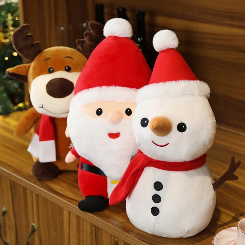 Cartoon Santa Claus Plush Pillow Doll – Stuffed Elk & Snowman Gift