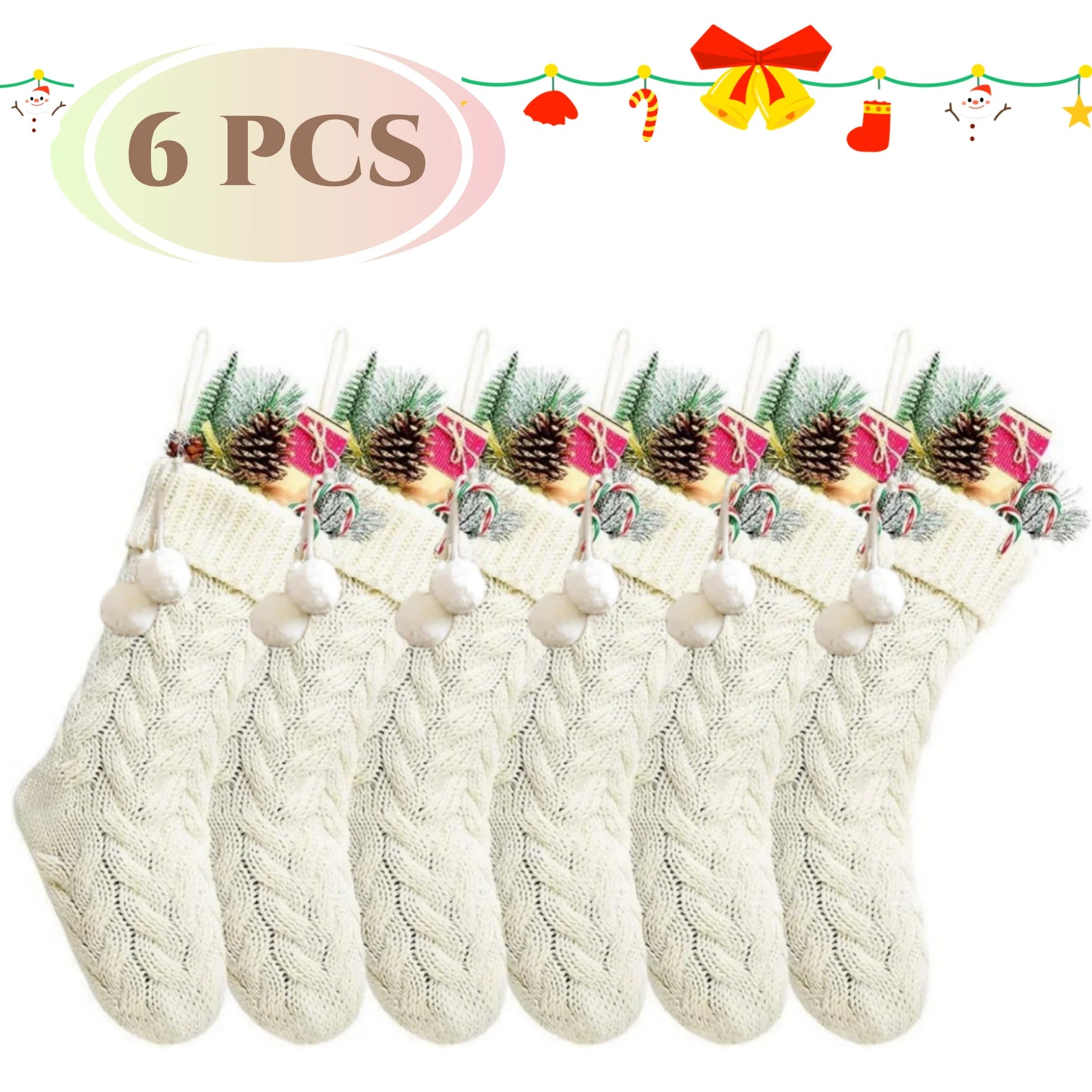 4/6PCS Knitted Christmas Stockings