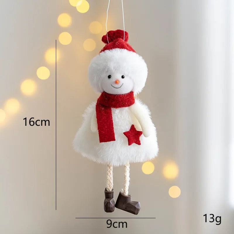 4pcs Plush Santa, Snowman & Elk Pendants