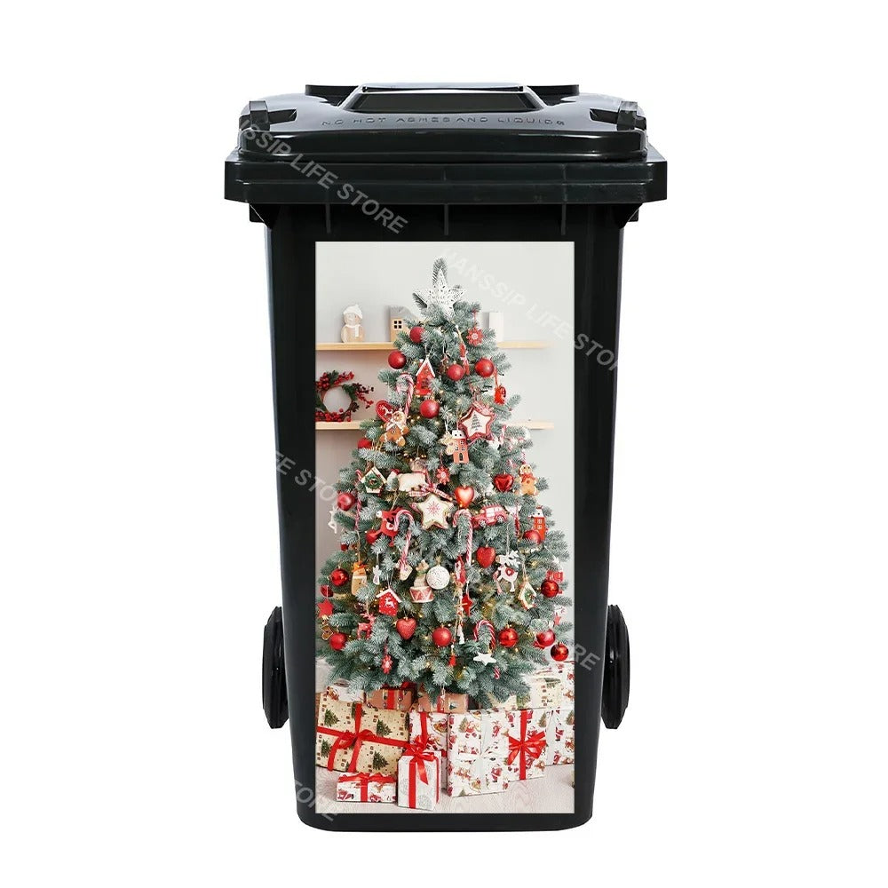 Christmas Waterproof Trash Bin Decals