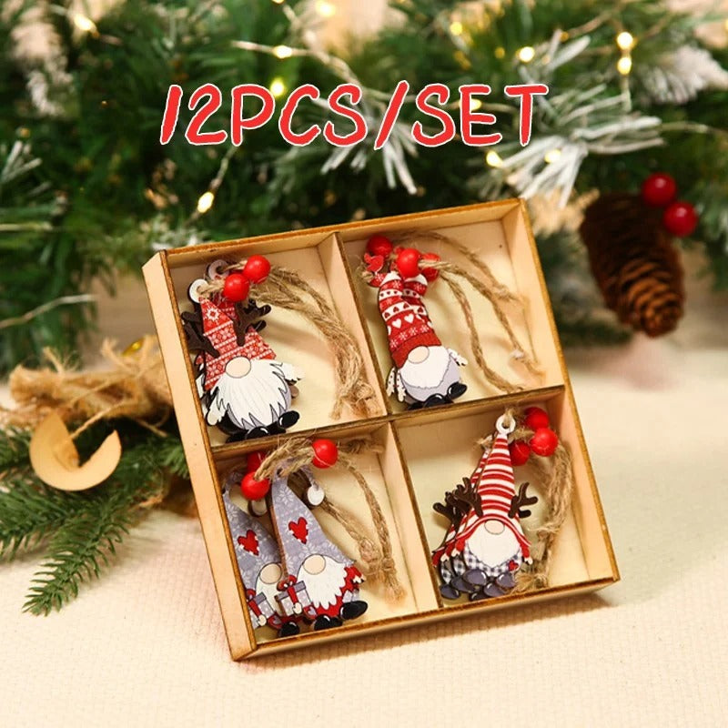 Christmas Gnomes Wooden Pendants – Festive Tree Decorations & Holiday Gifts