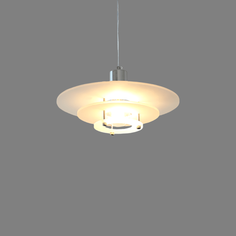 Contemporary UFO Pendant Light - Vintage Acrylic & Iron Art Design