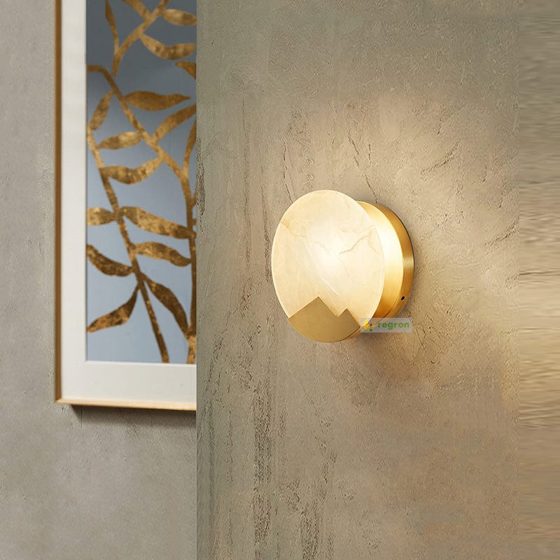 Nordic Minimalist Marble Wall Light – Elegant Brass