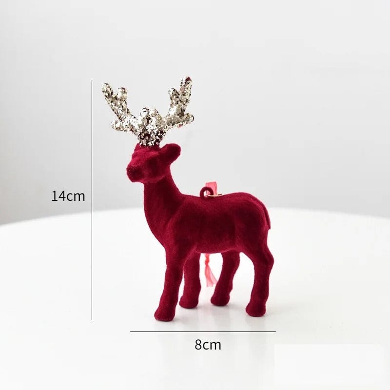 Set of 4 Christmas Reindeer Figurines | Table & Tree Hanging Elk Ornaments