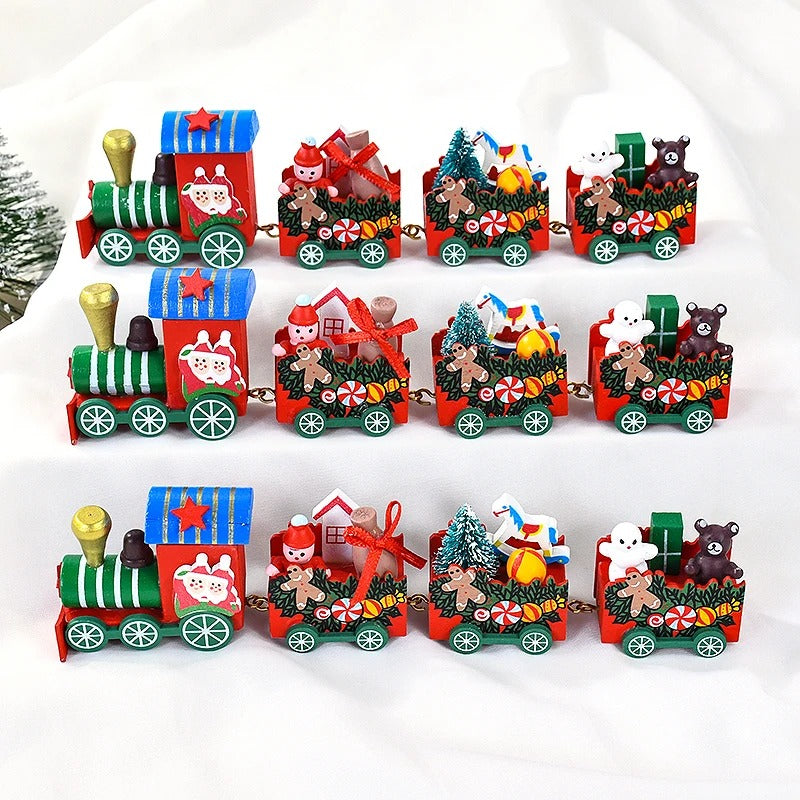 4-Knots Christmas Train Wooden Decor with Santa