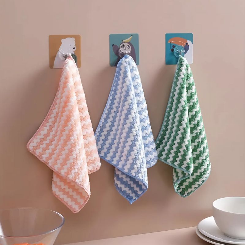 Absorbent 10-Piece Coral Fleece Kitchen Towels Set