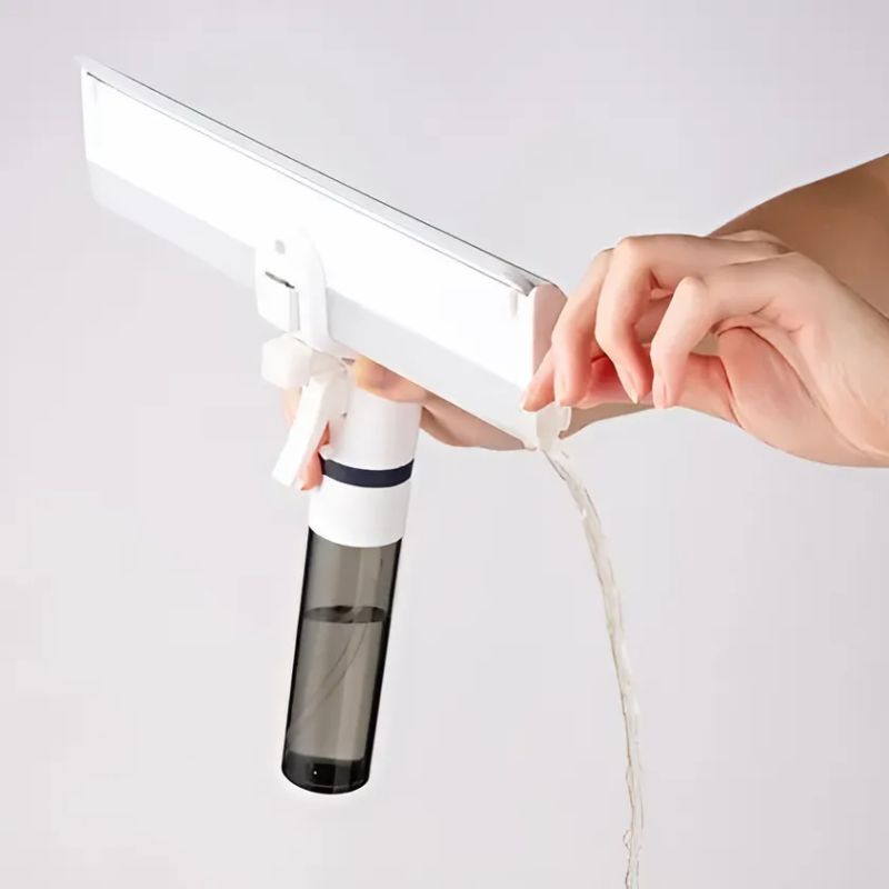 Efficient 4-in-1 Window Cleaner with Spray & TPR Scraper