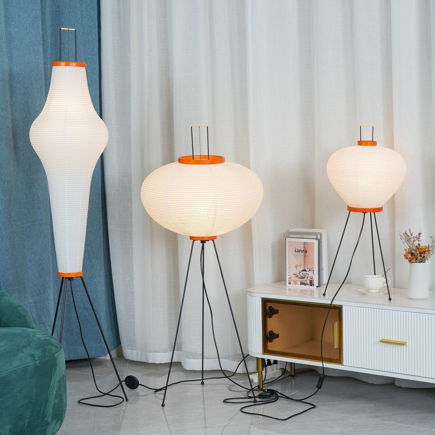 SereneGlow Rice Paper Floor Lamp – Minimalist Elegance