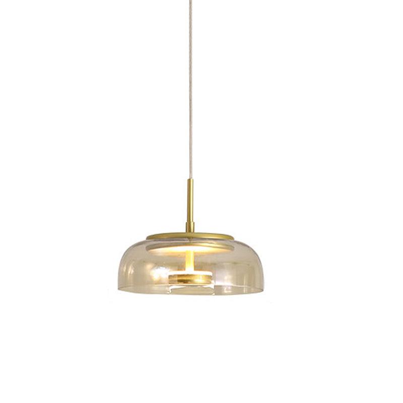 Solara Modern Brass Pendant Light – LED, Adjustable Height