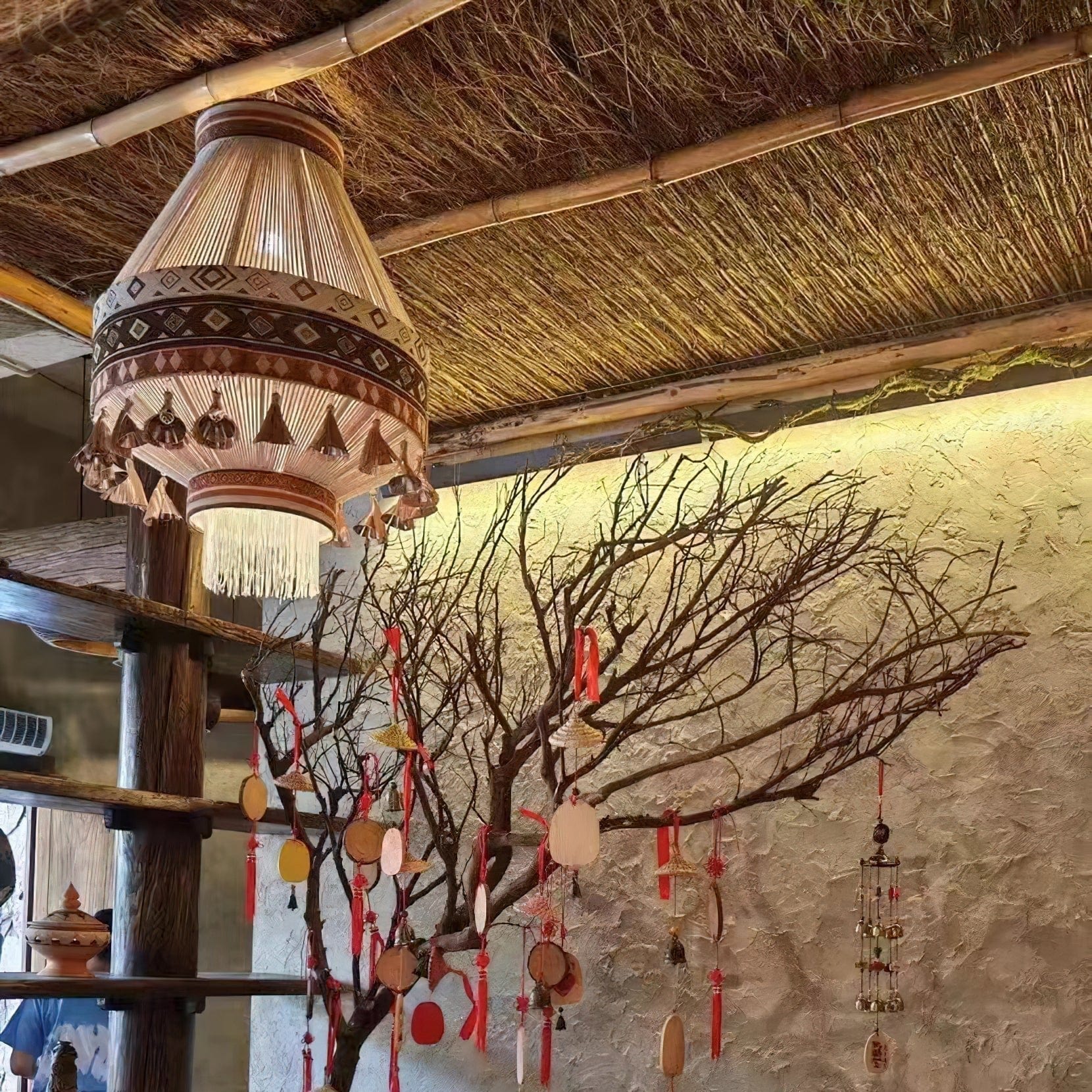 Bohemian Fringe Pendant Lamp - Tribal-Inspired Woven Design with Artisanal Touch