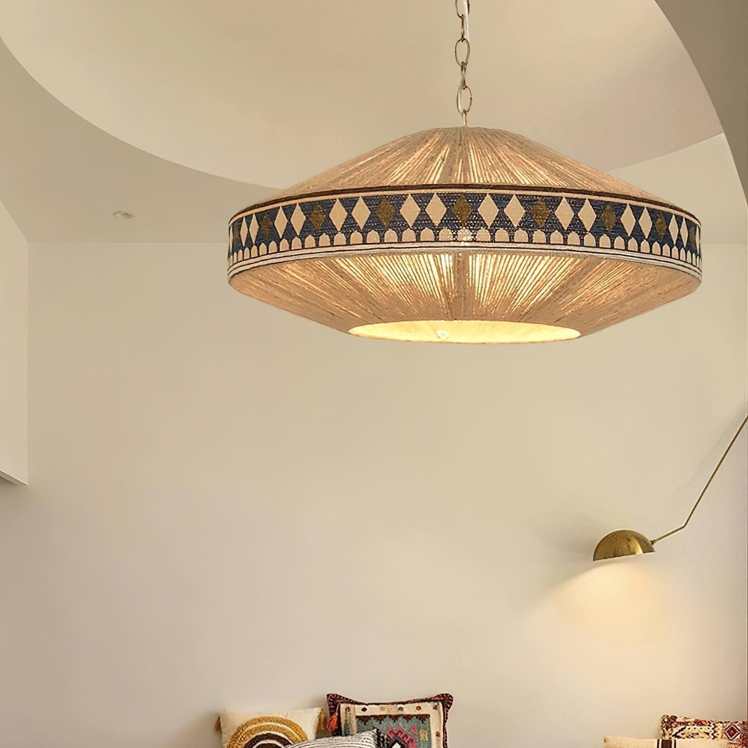 Bohemian Fringe Pendant Lamp - Tribal-Inspired Woven Design with Artisanal Touch