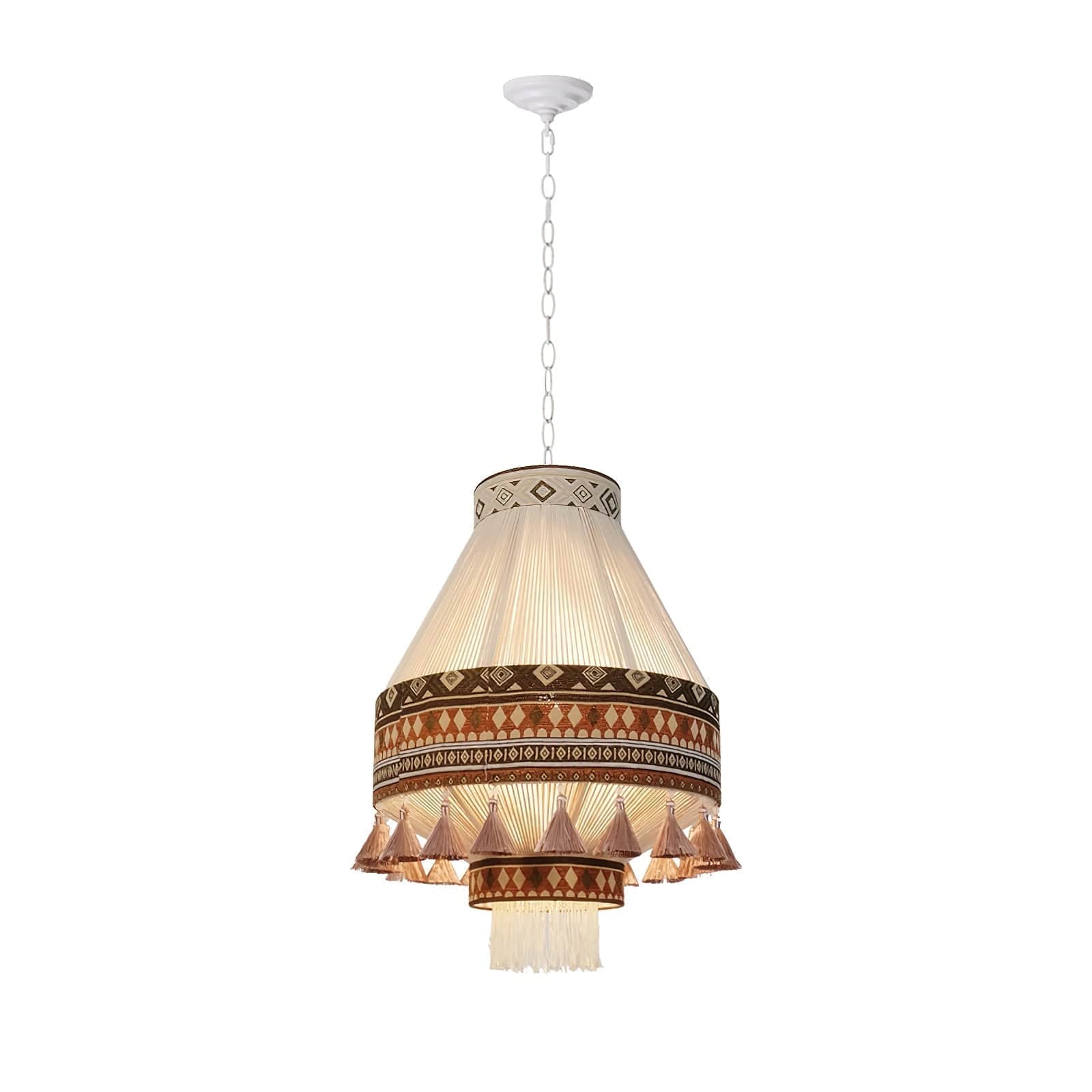 Bohemian Fringe Pendant Lamp - Tribal-Inspired Woven Design with Artisanal Touch