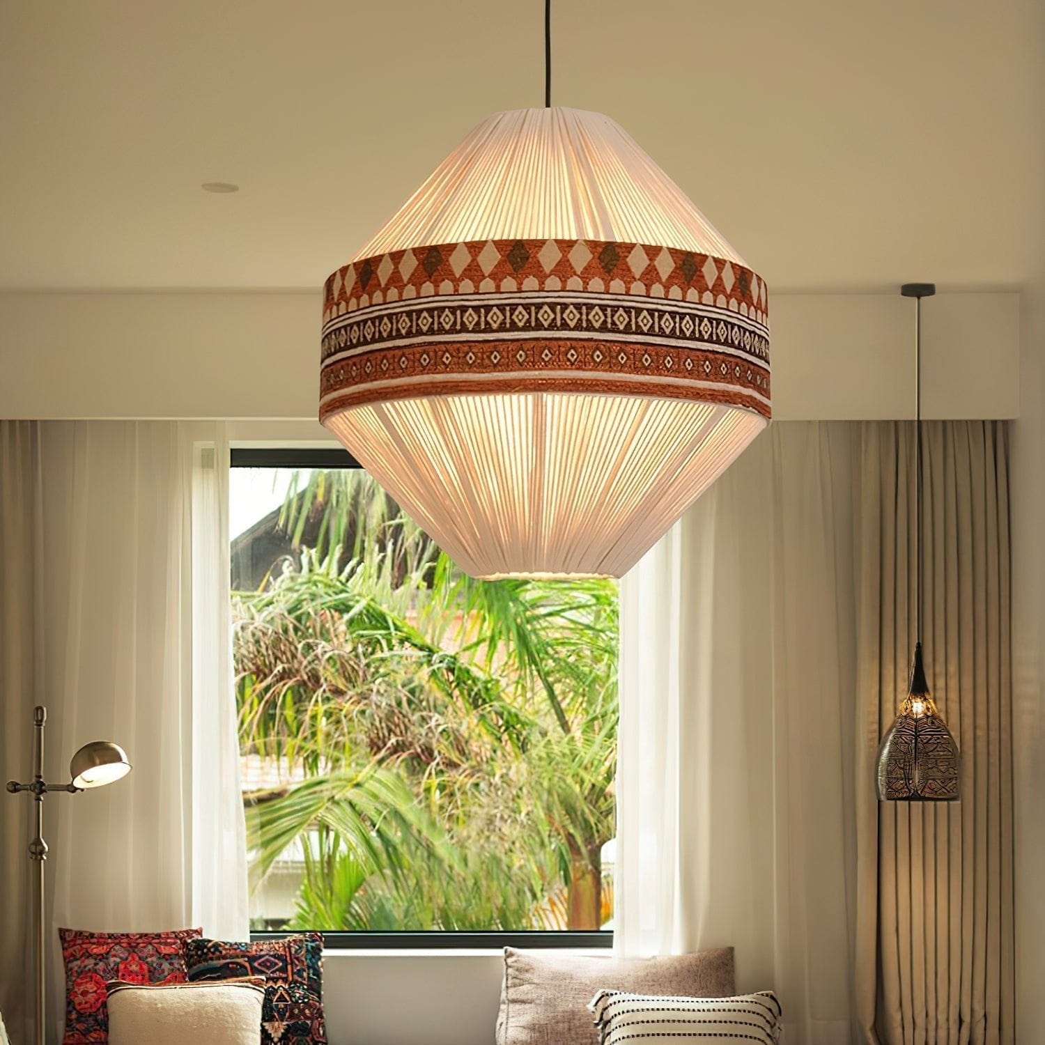 Bohemian Fringe Pendant Lamp - Tribal-Inspired Woven Design with Artisanal Touch