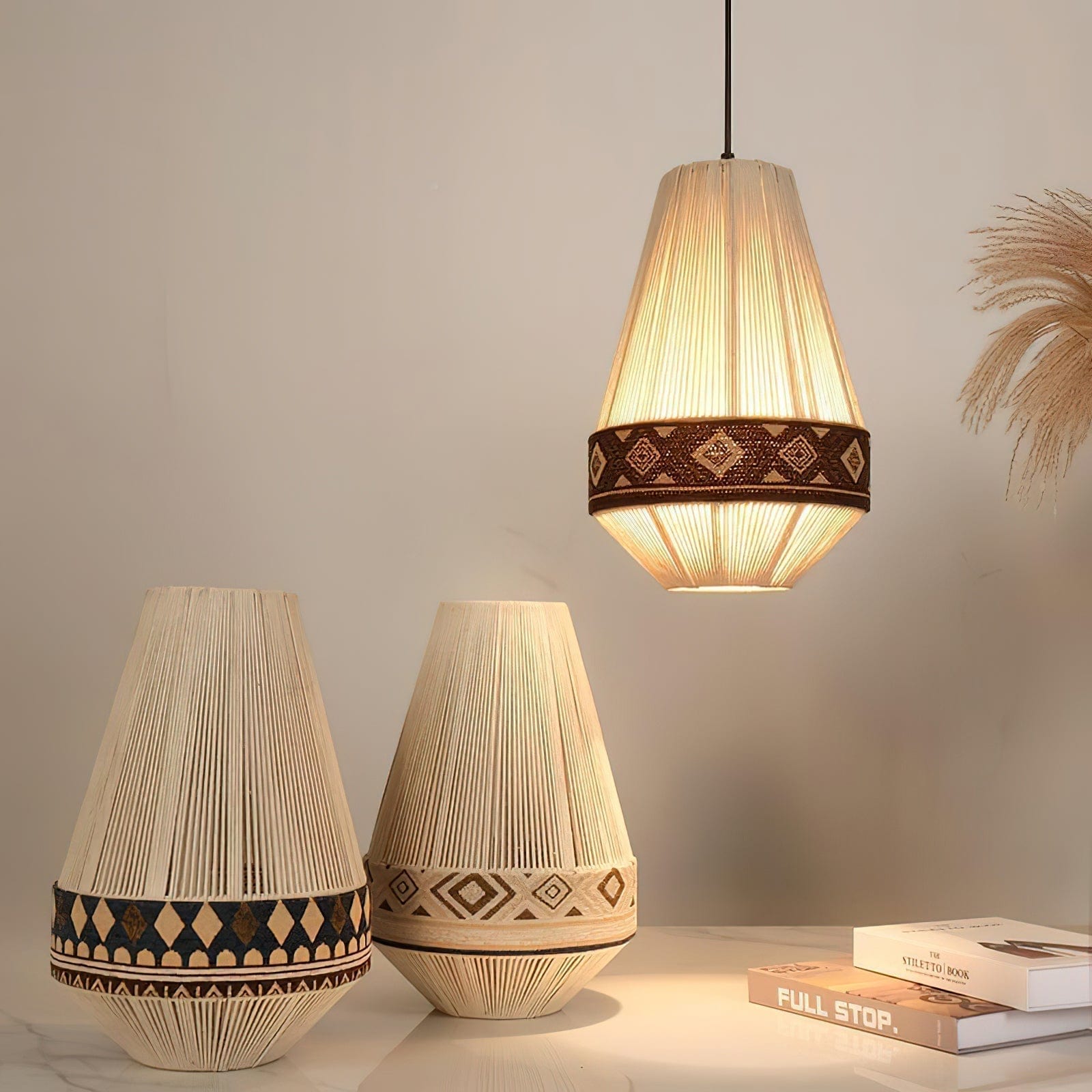 Bohemian Fringe Pendant Lamp - Tribal-Inspired Woven Design with Artisanal Touch