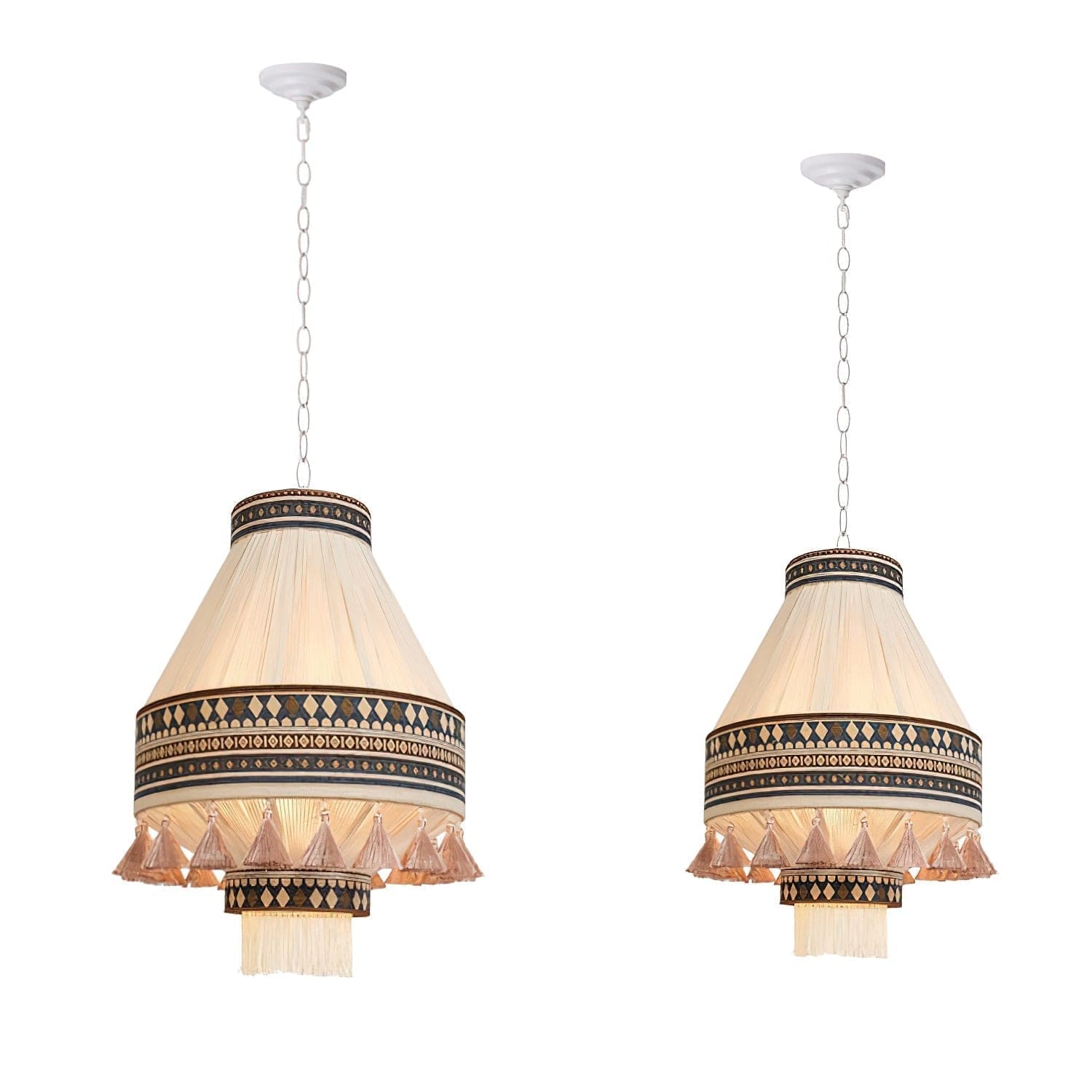 Bohemian Fringe Pendant Lamp - Tribal-Inspired Woven Design with Artisanal Touch