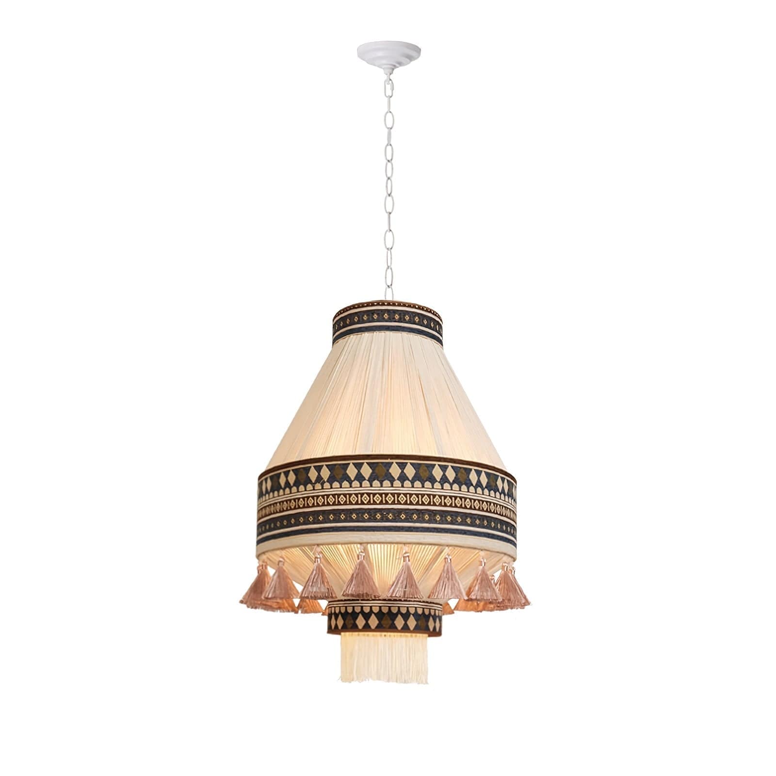 Bohemian Fringe Pendant Lamp - Tribal-Inspired Woven Design with Artisanal Touch