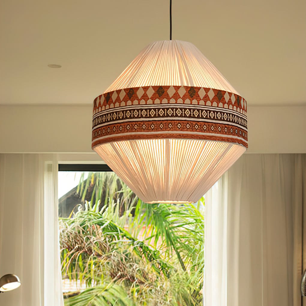 Bohemian Fringe Pendant Lamp - Tribal-Inspired Woven Design with Artisanal Touch