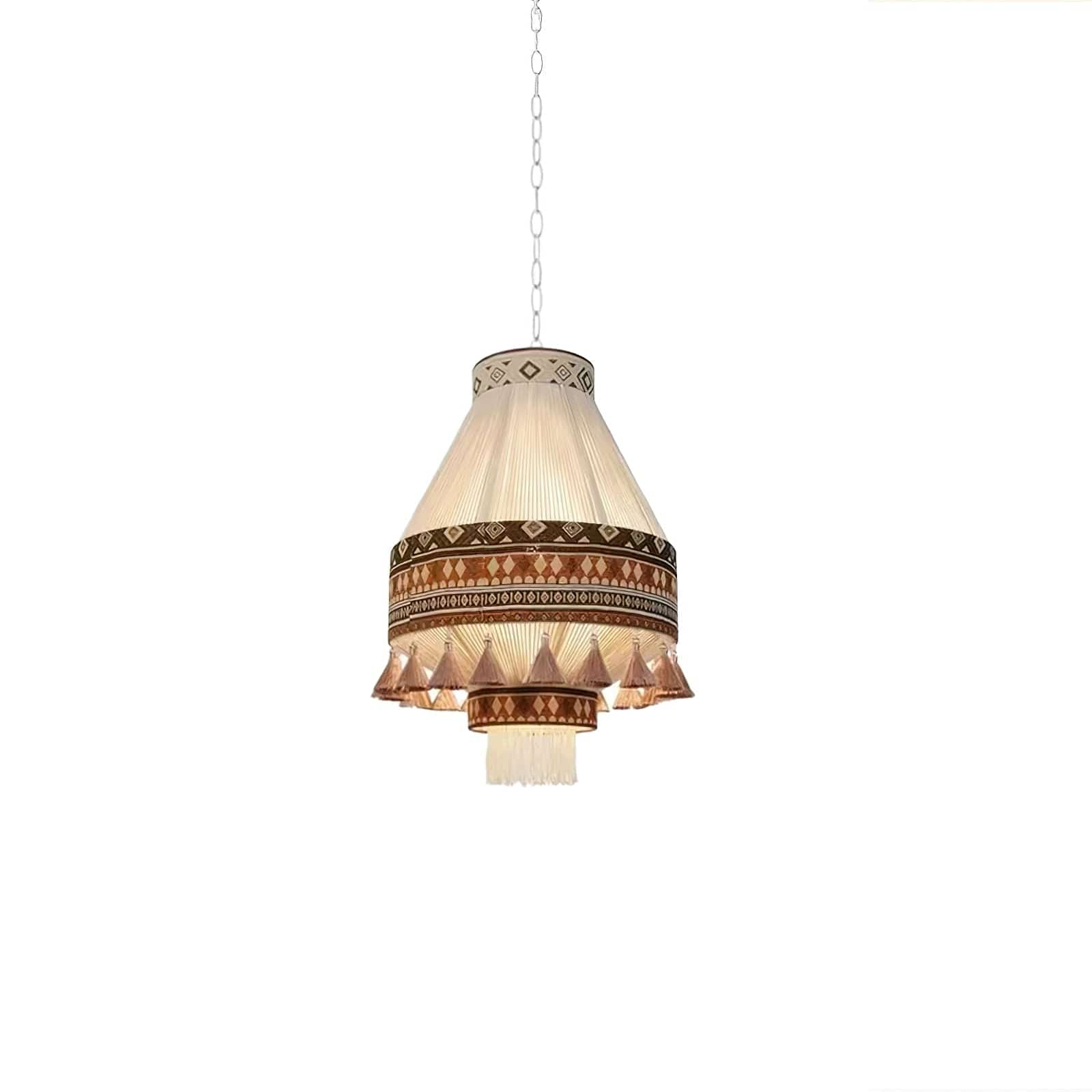 Bohemian Fringe Pendant Lamp - Tribal-Inspired Woven Design with Artisanal Touch