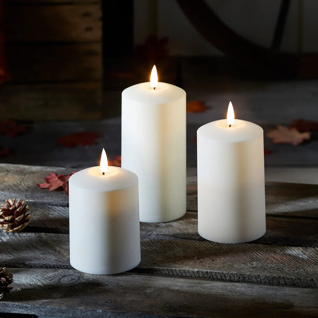 3-Piece Tall Flameless Flickering LED Candles | 6-Hour Timer, Battery Operated