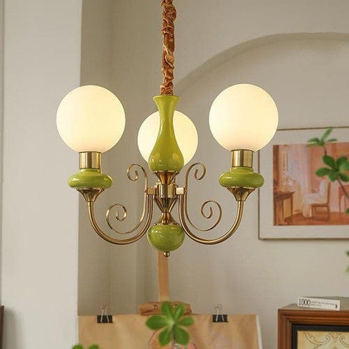 Onyx Chandelier - Modern Green Glass Statement Piece