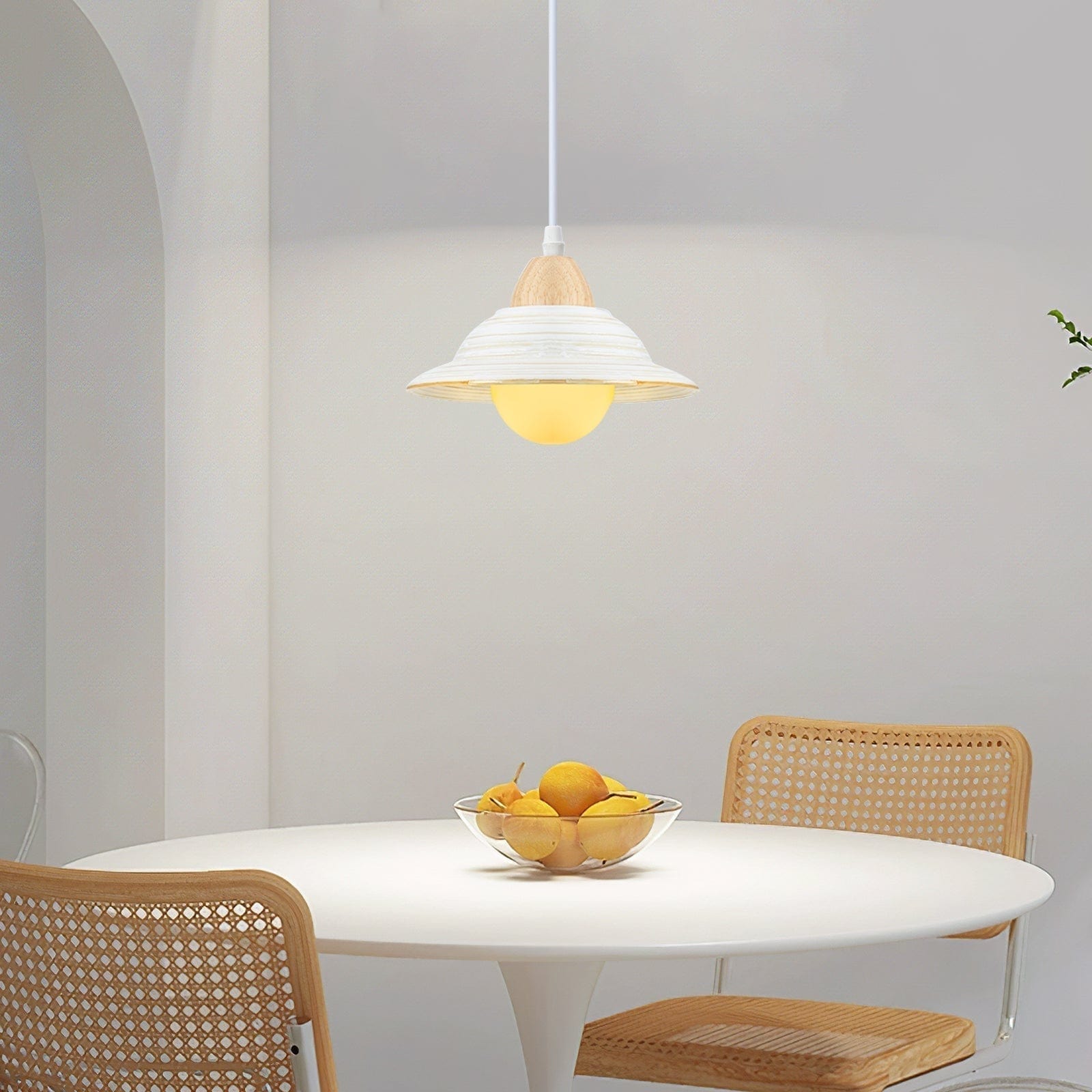 Retro Hat Ceramic Pendant Light - Vintage White Shade