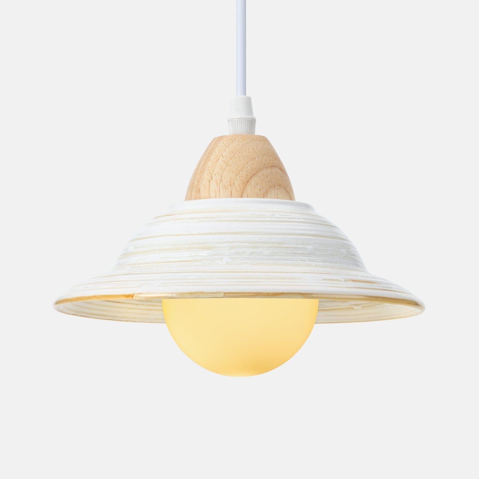 Retro Hat Ceramic Pendant Light - Vintage White Shade