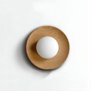 Natural Wood & White Minimalist Wall Light – Modern Charm