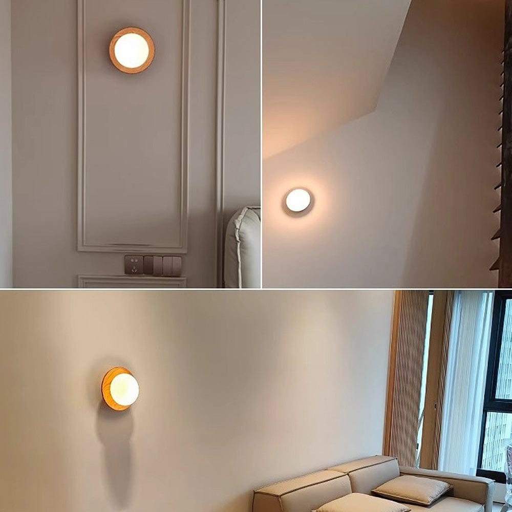 Natural Wood & White Minimalist Wall Light – Modern Charm