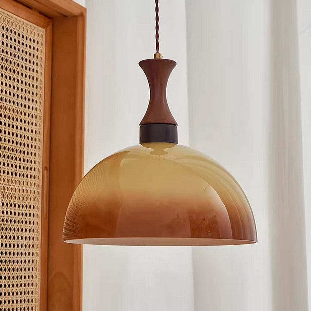 Retro Amber Glass Farmhouse Pendant Light - Vintage Elegance