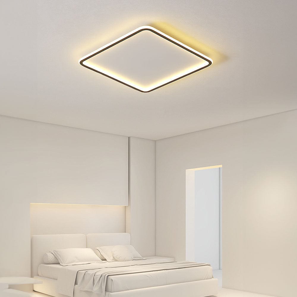 Modern Geometry Square LED Ceiling Light with Black Aluminum Frame