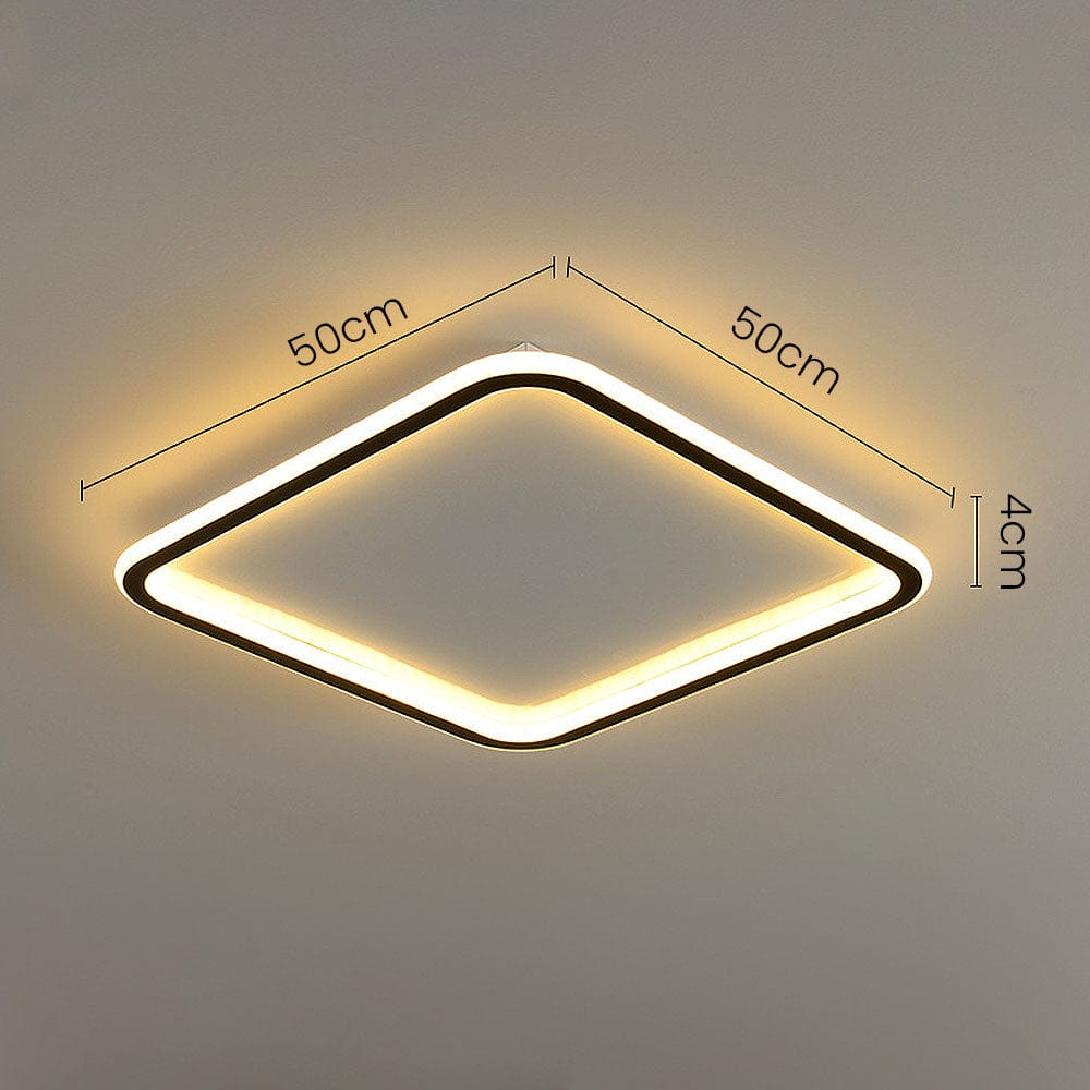 Modern Geometry Square LED Ceiling Light with Black Aluminum Frame