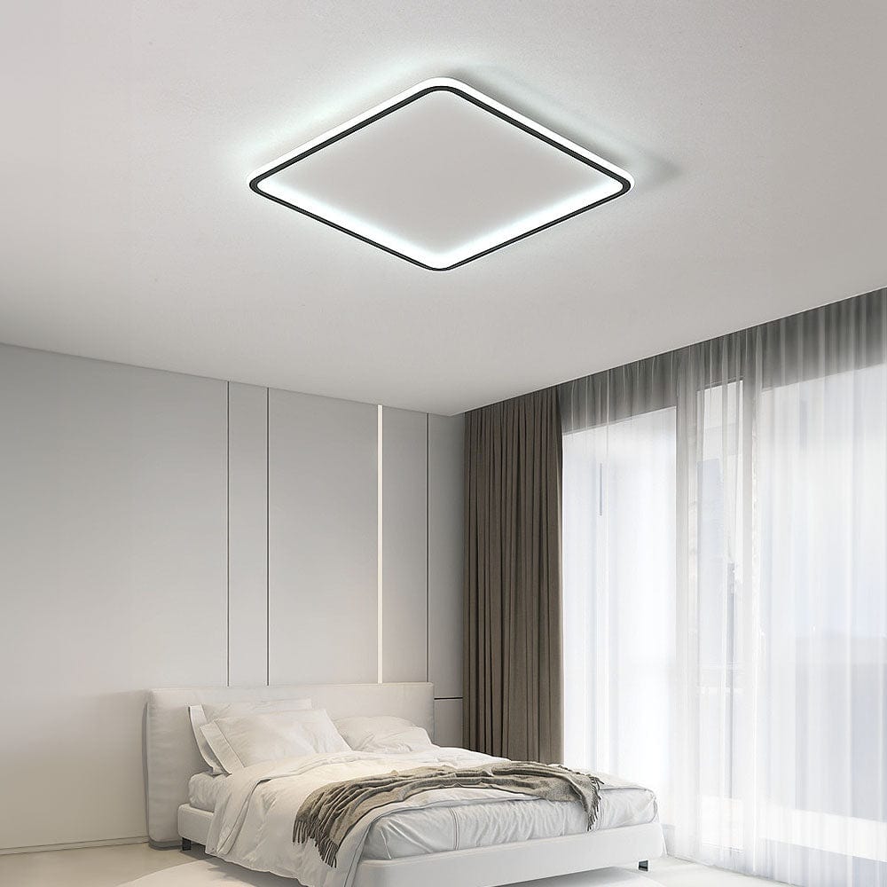 Modern Geometry Square LED Ceiling Light with Black Aluminum Frame