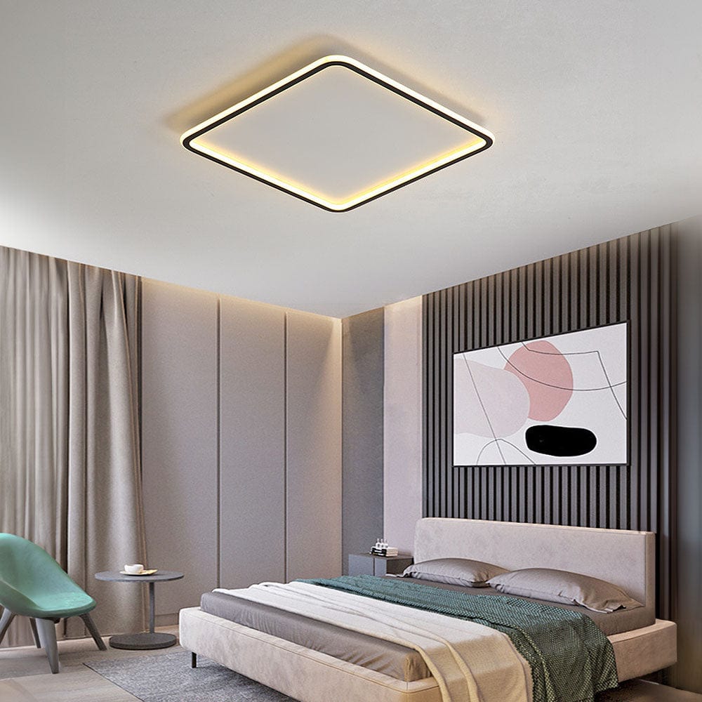 Modern Geometry Square LED Ceiling Light with Black Aluminum Frame