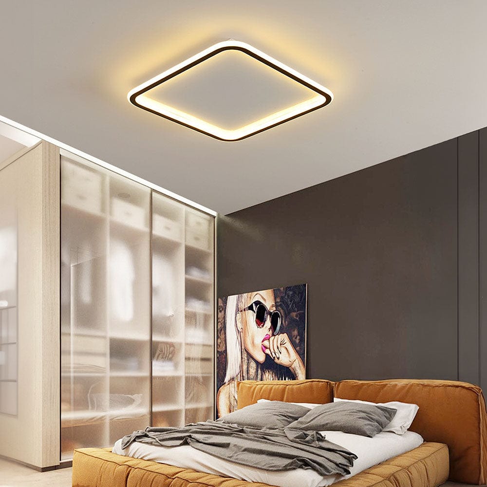 Modern Geometry Square LED Ceiling Light with Black Aluminum Frame