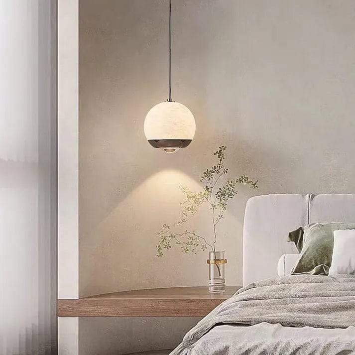 Nordic Marble Alabaster Globe Pendant Lamp - Luxurious Modern Design with Three-Color LED