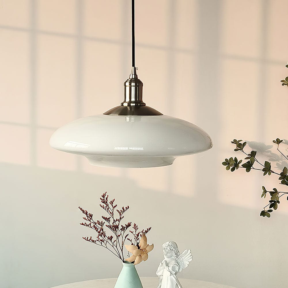 Modern White Glass Pendant Light - Minimalist Design with Soft Glow